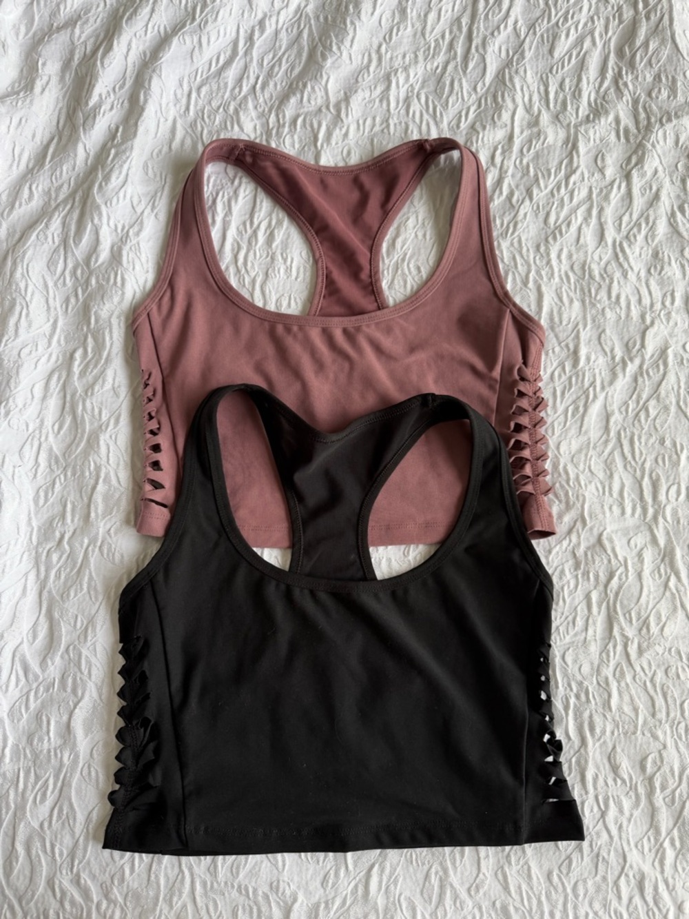 Forever 21 Rose Mauve & Black Racerback Sports Bras